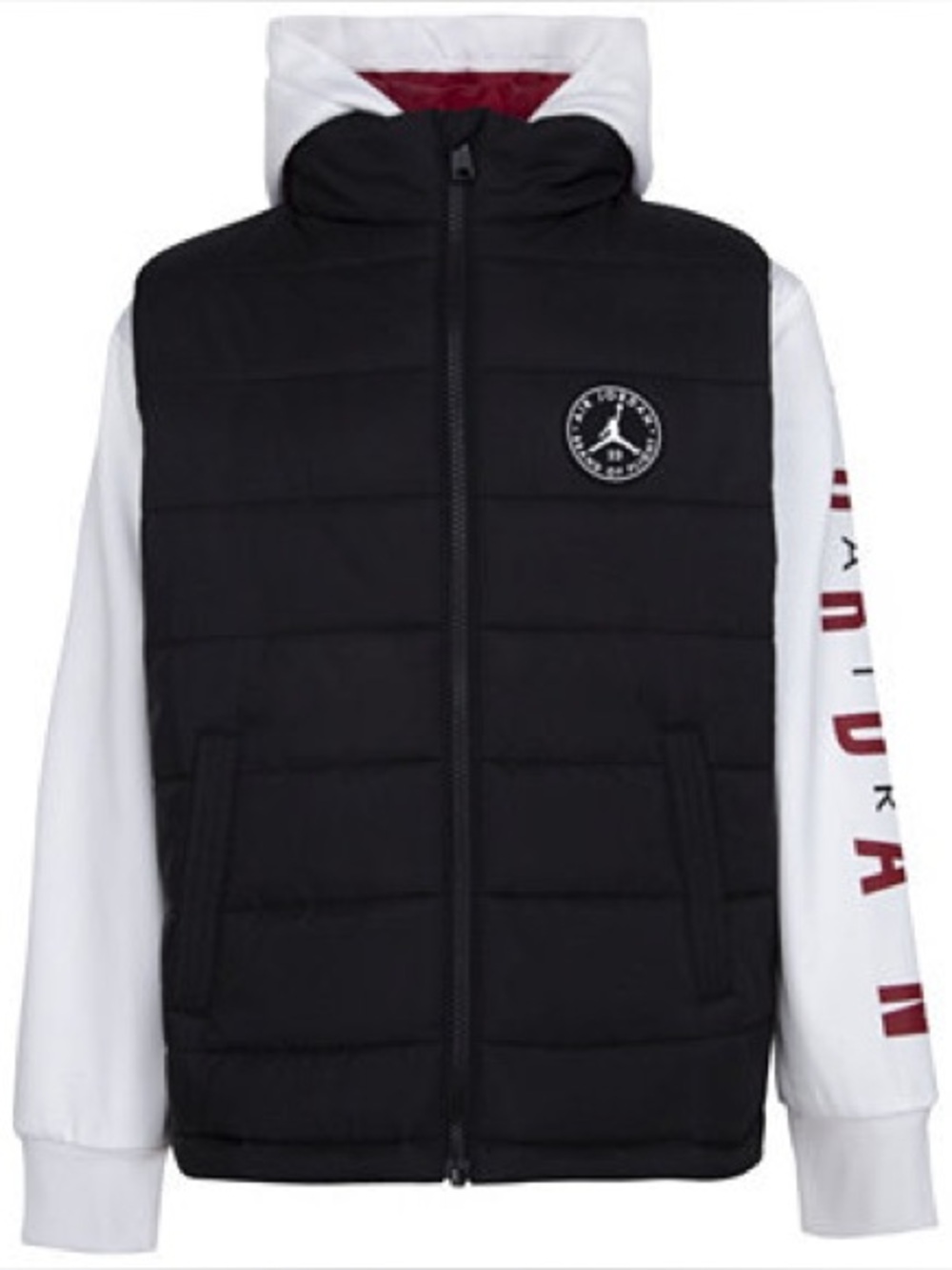 Air Jordan Boys S 8-10 Puffer Vest Hoodie Jacket Black White Red
